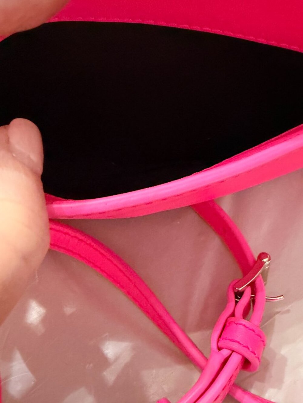 Italic Box Leather Camera Crossbody Bag in Hot Pink - Picture 4 of 11